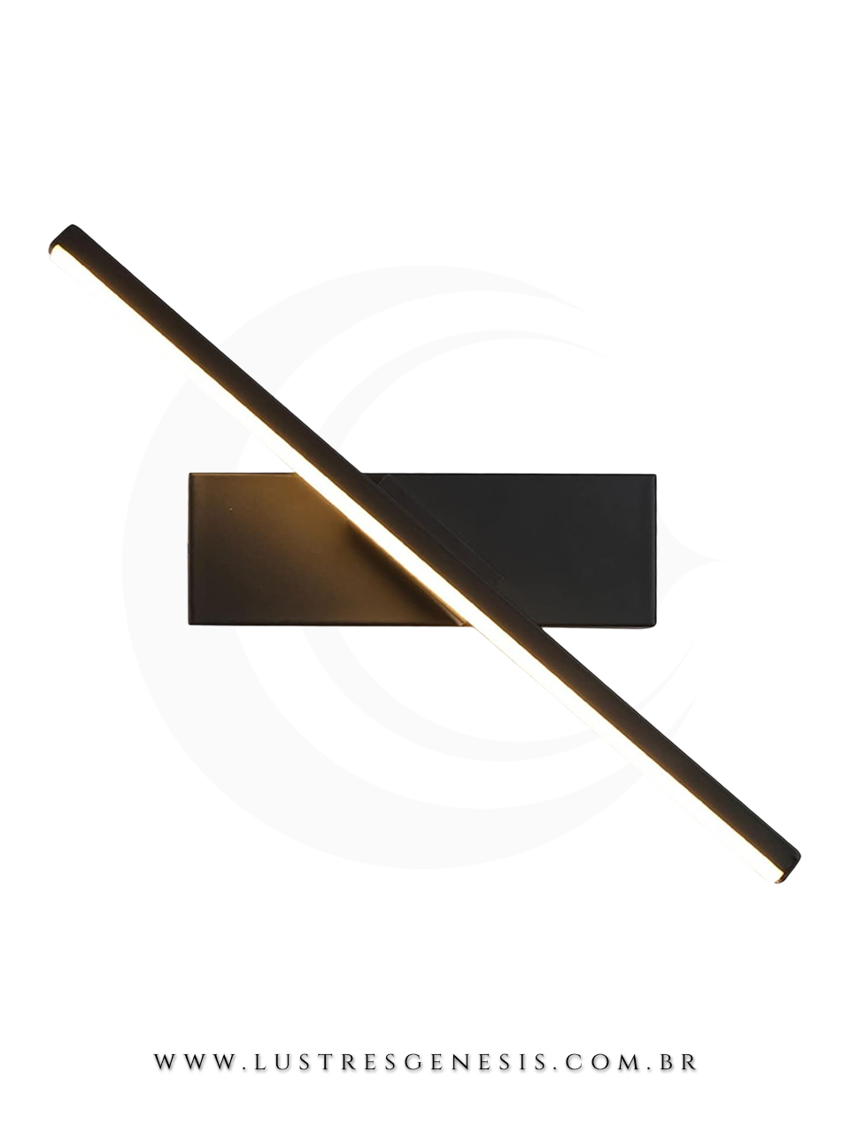 Arandela Minimalista Alumínio Articulada 350° LED Preto Retangular 30cm ou 50cm Para Corredor, Varanda e Área Gourmet